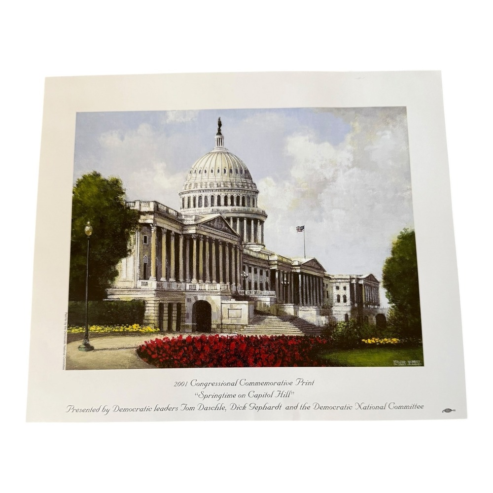 2001 Congressional Commemorative Print Springtime on Capitol Hill Kessler 9.5x11